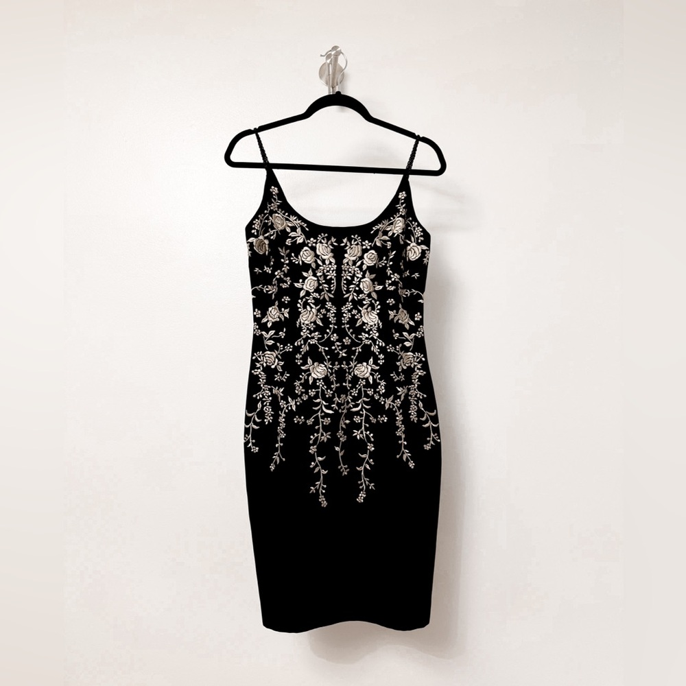 Maggy London Black‎ Dress with White Floral Details